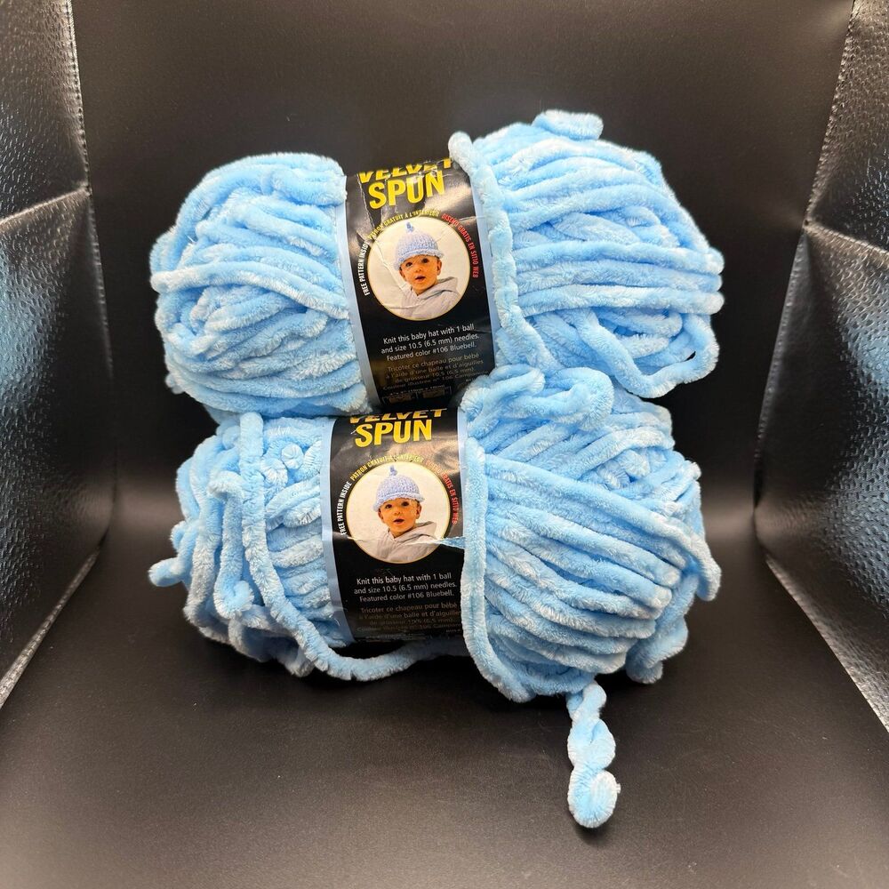 Lion Brand Yarn Velvet Spun Bluebell Lot of 2